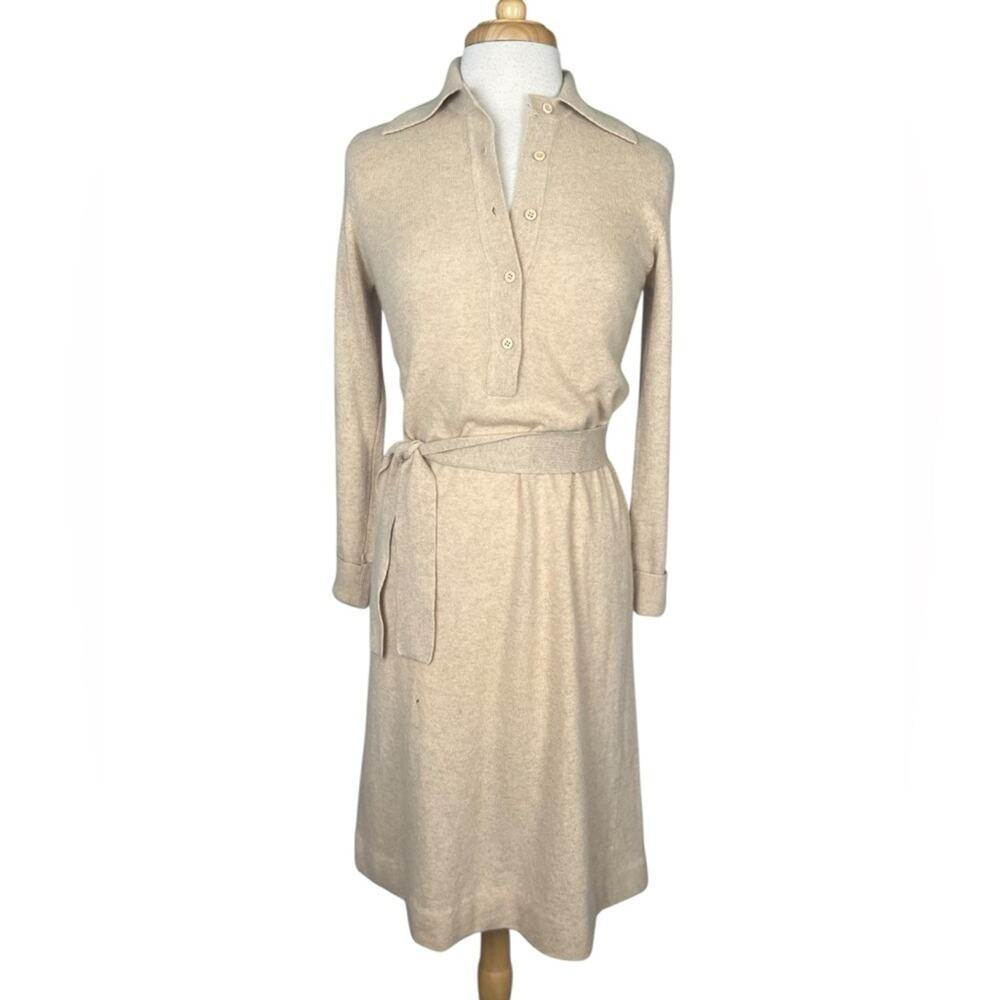 Vintage Cashmere Sweater Dress Size 12 Tan Francesca for Damon Bergdorf Goodman